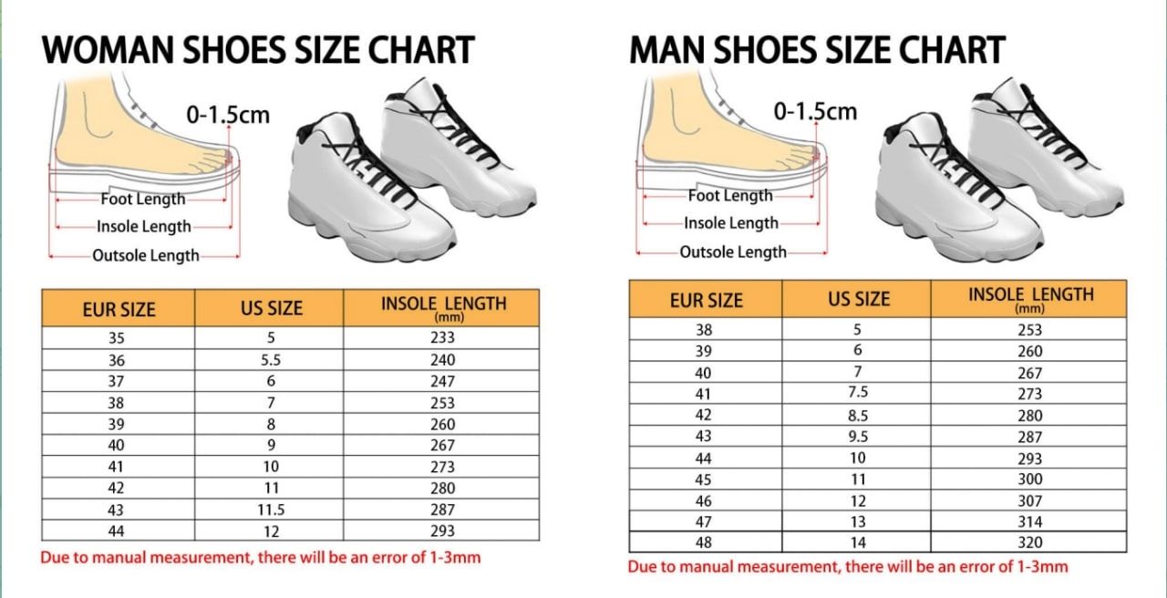 Air Jordan 13 Shoes Size Chart - Black Clover Shop