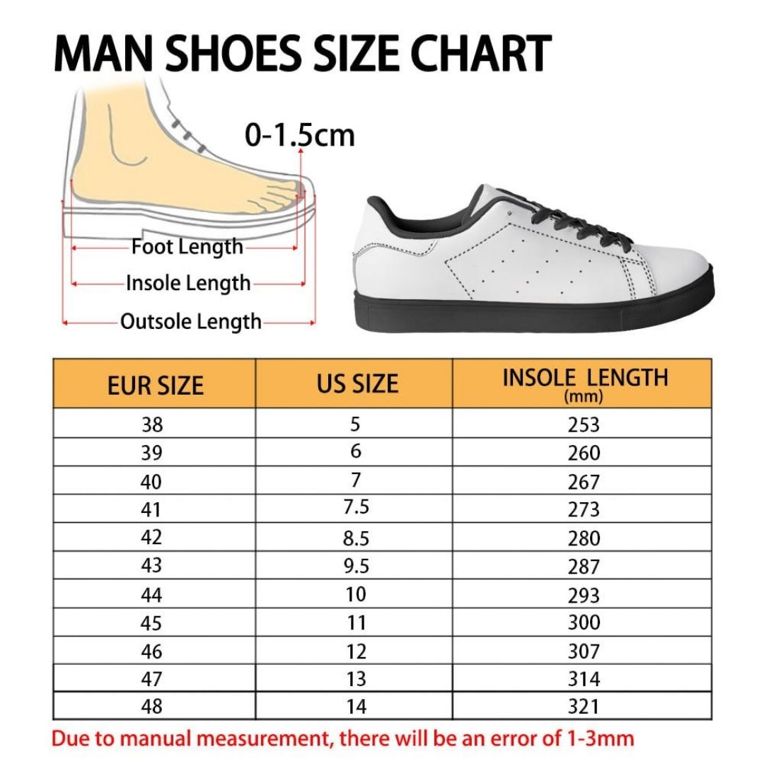 Skate Man Shoes Size Chart - Black Clover Shop
