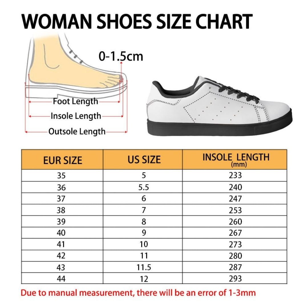 Skate Woman Shoes Size Chart - Black Clover Shop