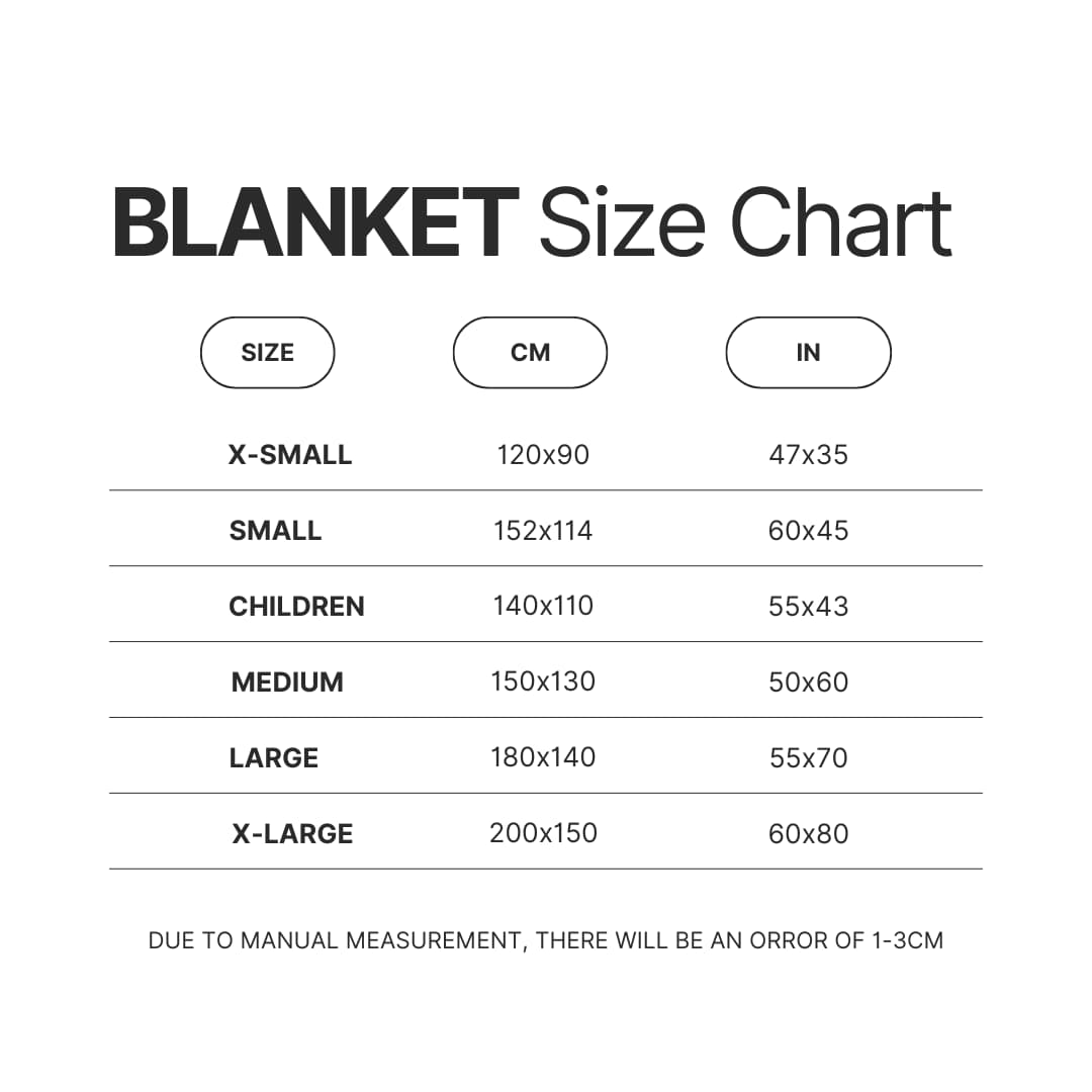 Blanket Size Chart - Black Clover Shop