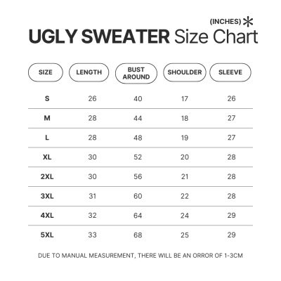 Ugly Sweater Size Chart - Black Clover Shop