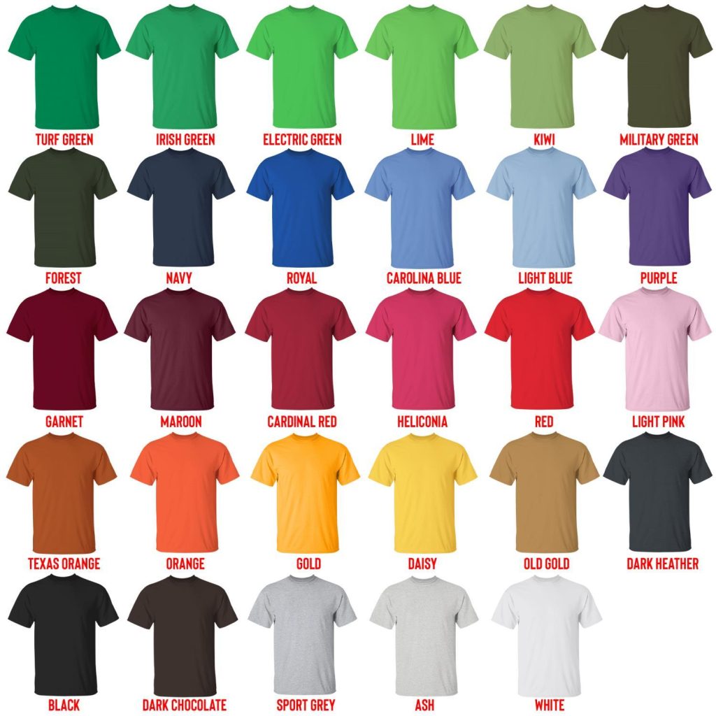 t shirt color chart - Black Clover Shop