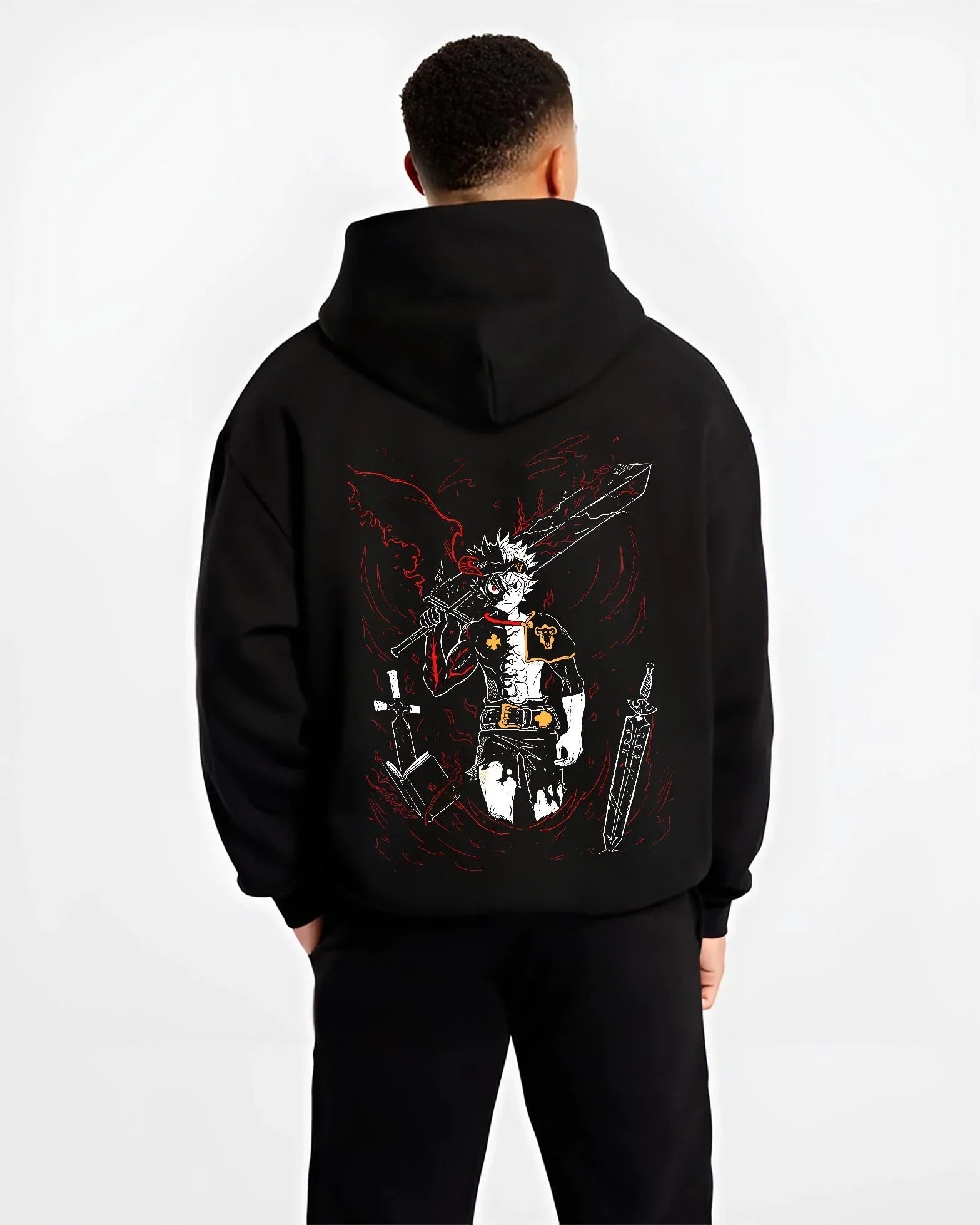 ASTASWD B.black hoodie male back view - Black Clover Shop