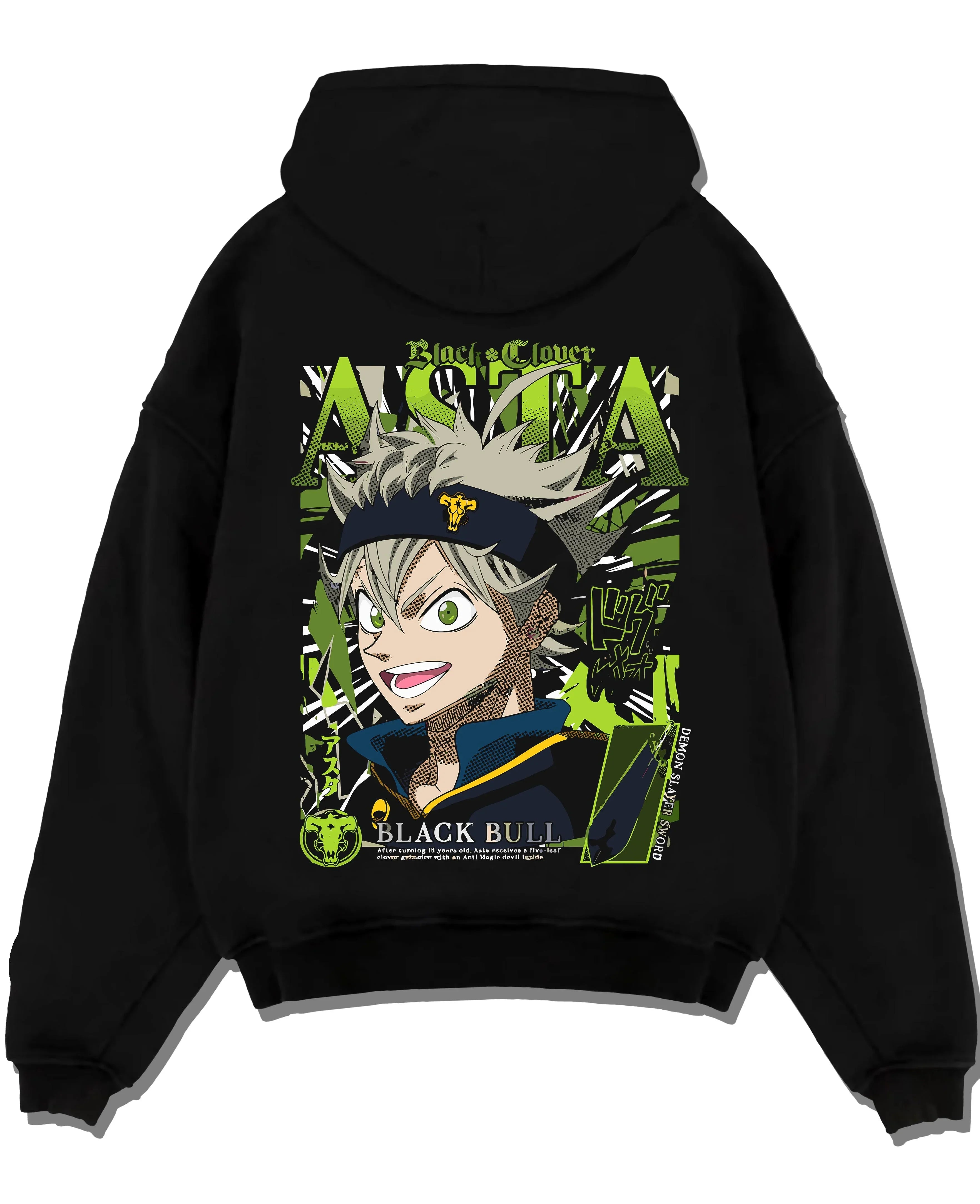 ASTSMI A.black hoodie flat back design - Black Clover Shop